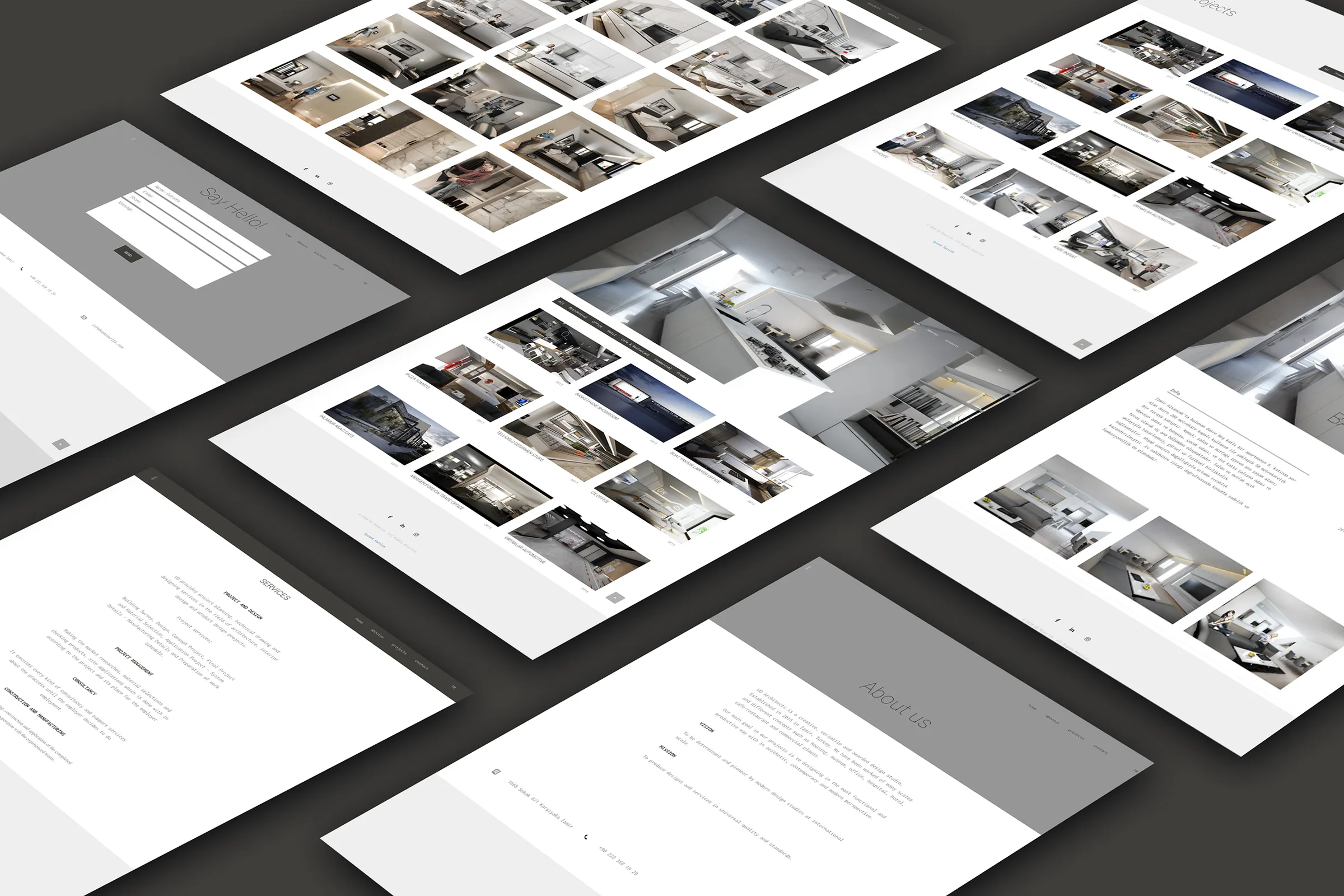 UO Mimarlık web sitesi ekran tasarımları