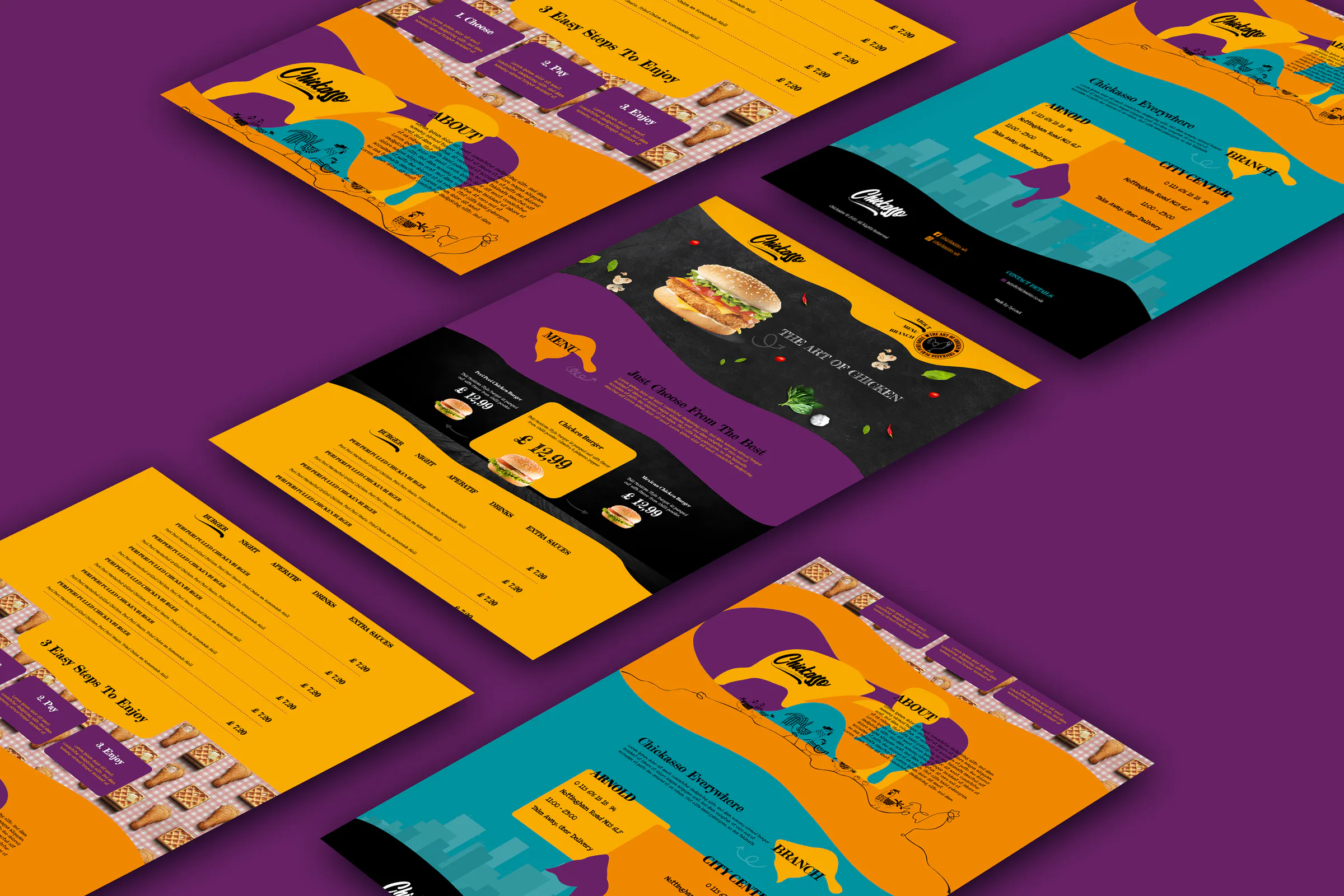 Chickasso web sitesi ekran tasarımları