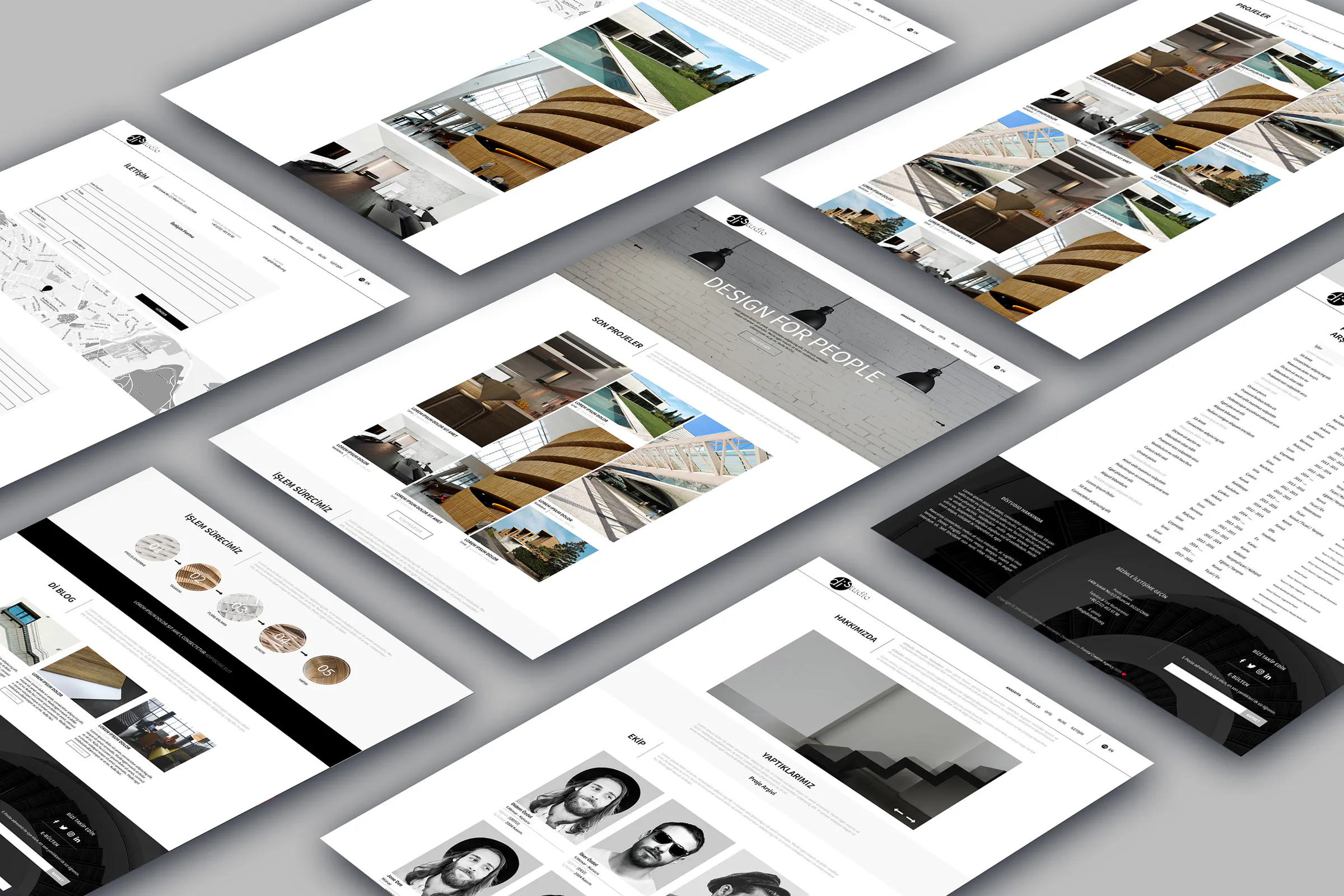 diStudio web sitesi ekran tasarımları