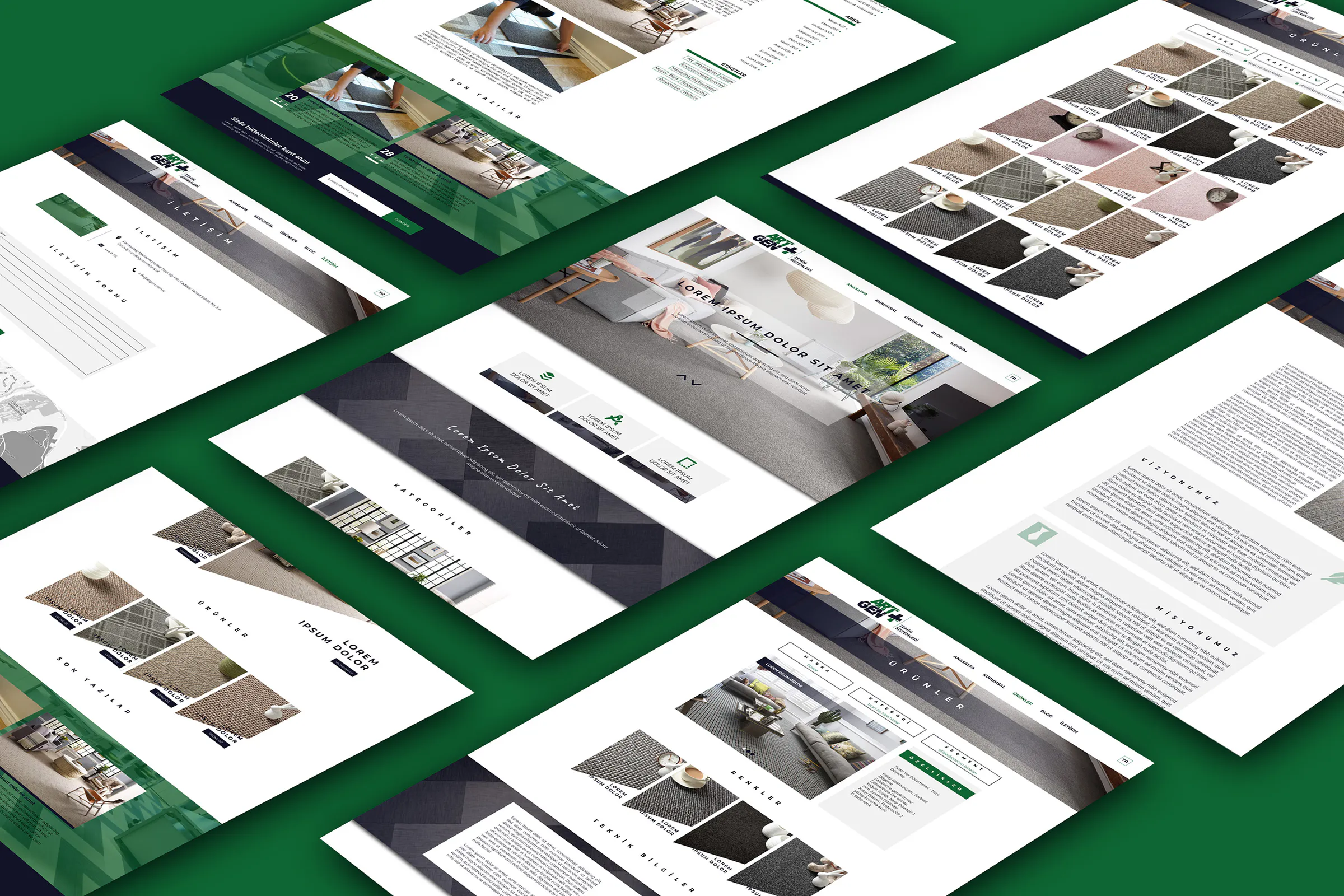 Gerflor Artgen Zemin Çözümleri web sitesi ekran tasarımları