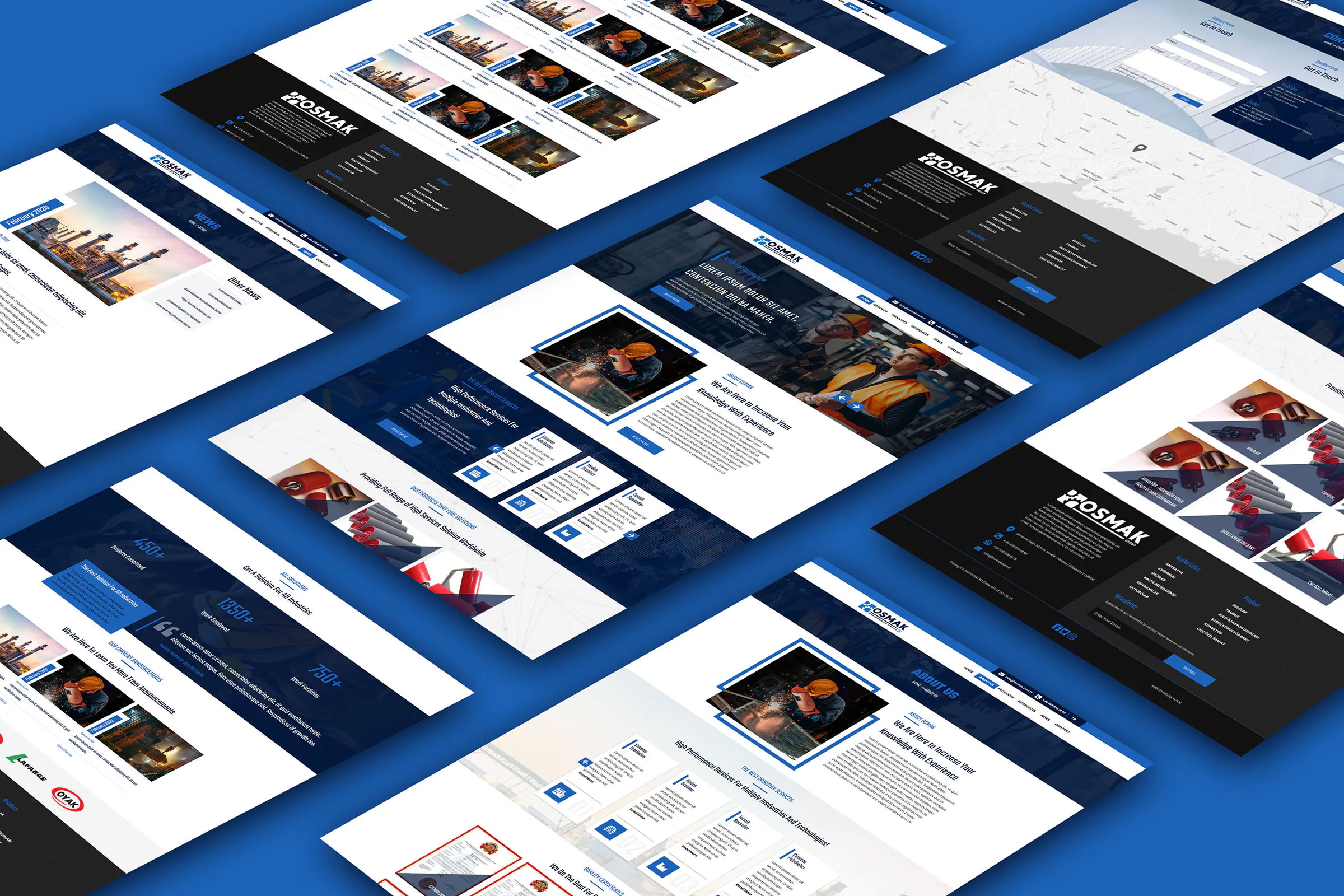 Osmak Grup web sitesi ekran tasarımları