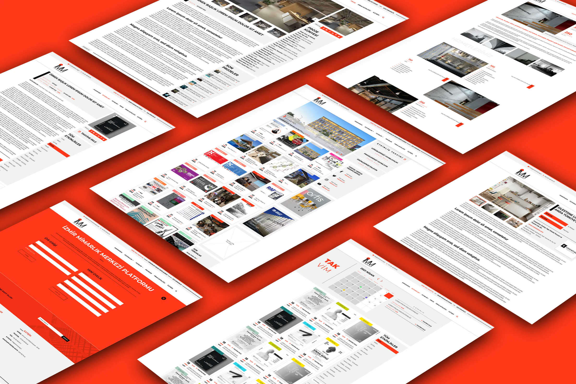 İzmir Mimarlık Merkezi web sitesi ekran tasarımları