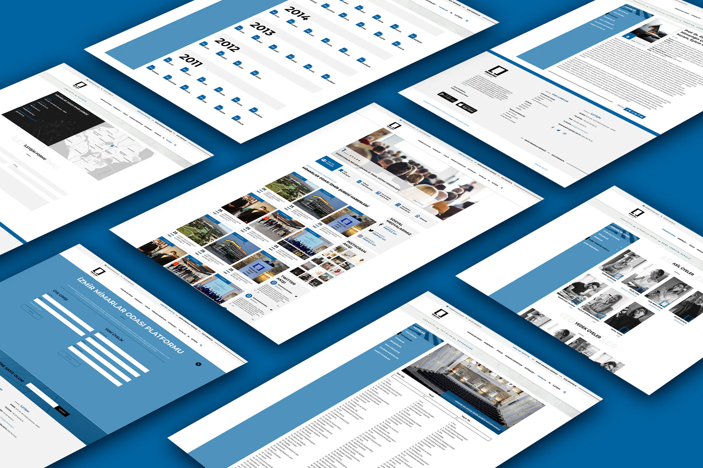 Mimarlar Odası İzmir Şubesi web sitesi ekran tasarımları