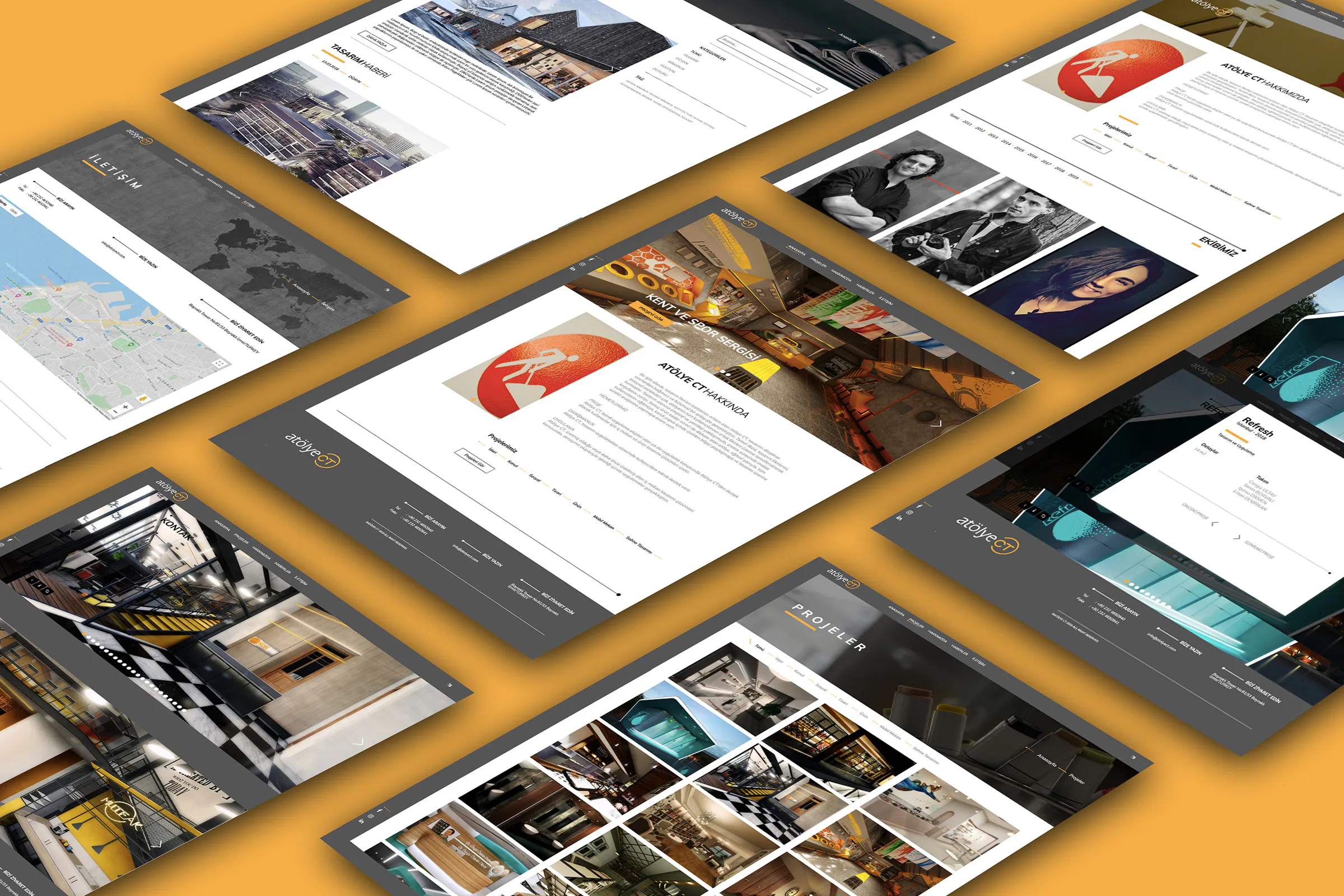 Atölye CT web sitesi ekran tasarımları