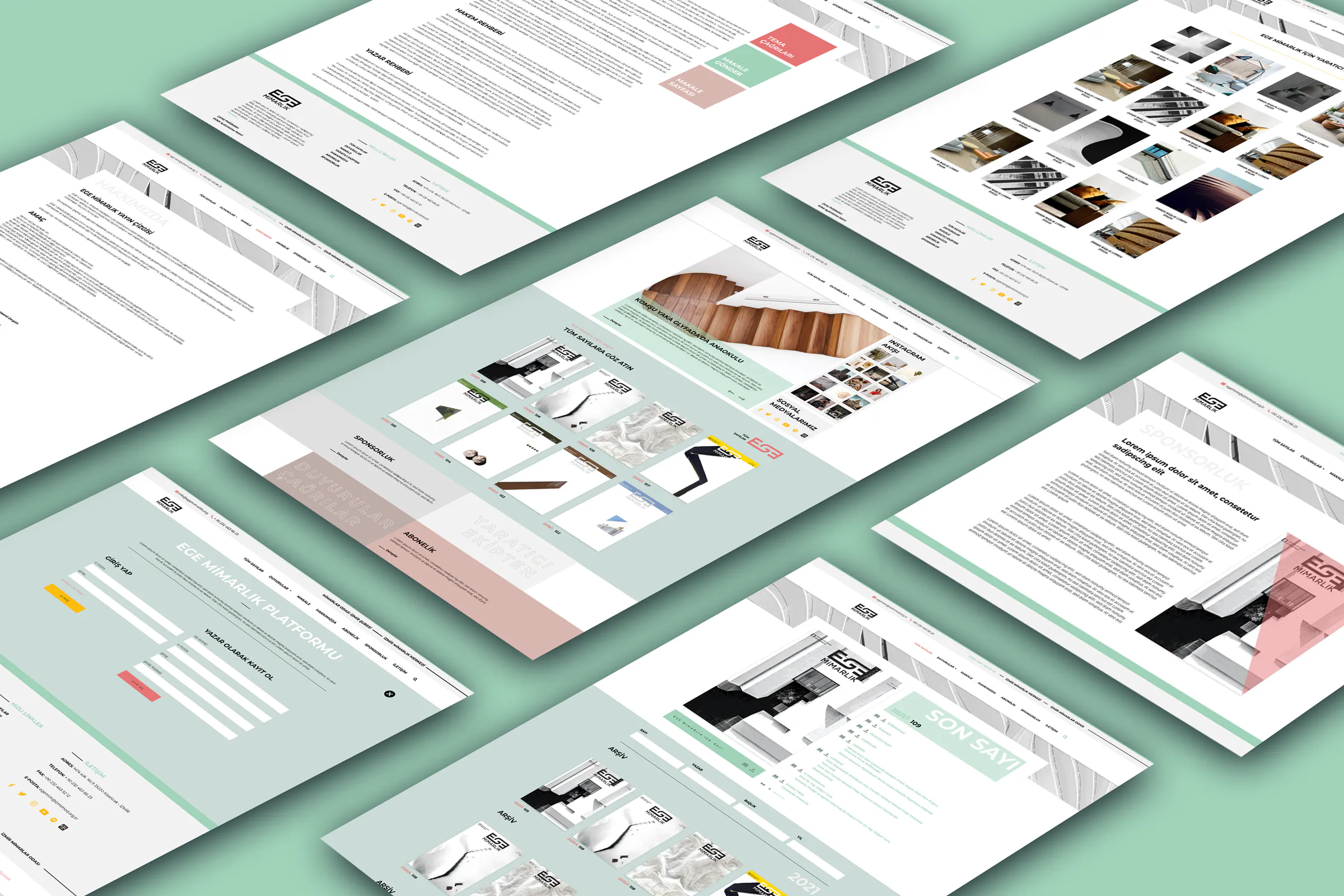 Ege Mimarlık web sitesi ekran tasarımları