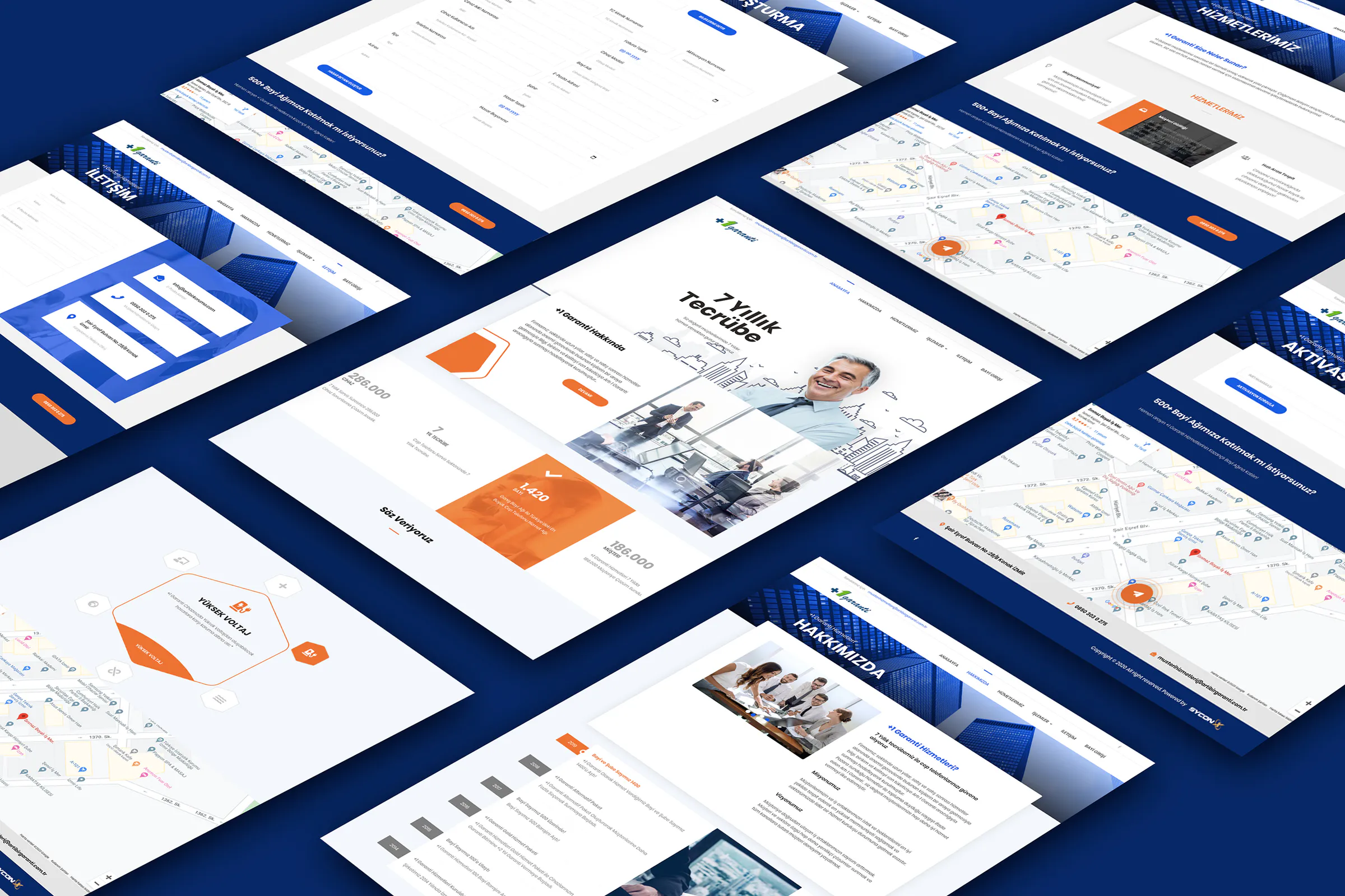 +1 Garanti Hizmetleri web sitesi ekran tasarımları